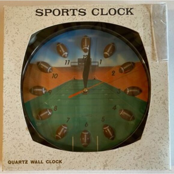 Vintage Football Clock Battery Operated Panclox International 11" Round - Picture 1 of 4